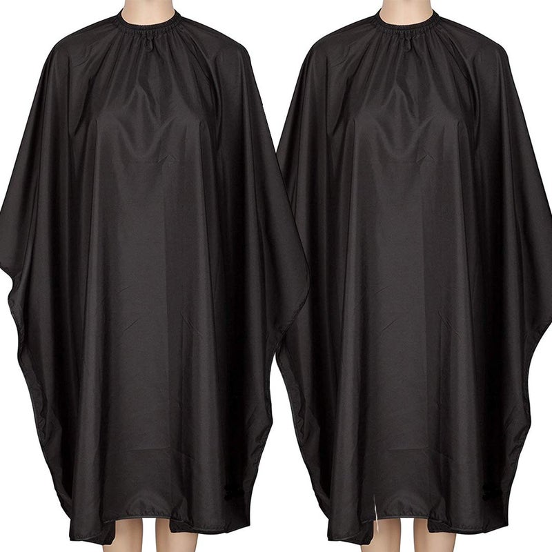 Iusmnur Barber Cape, 2 Pack Professional Hair Salon Capes with Adjustable Metal Clip, Shampoo Hair Cutting Cape for Barbers and Stylists - 55 x 63 inches (Black-2pack) - Image 1